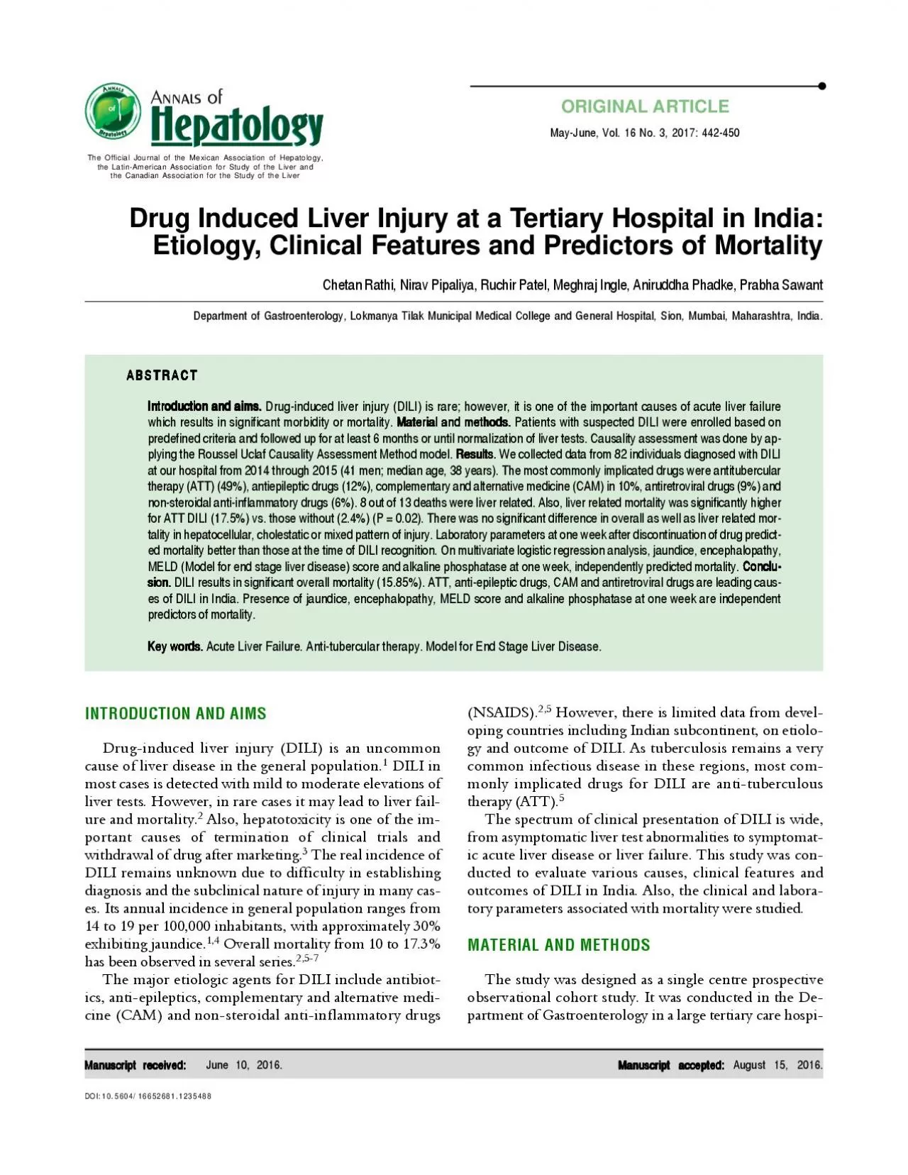 PDF-443Drug Induced Liver Injury at a Tertiary Hospital in India.