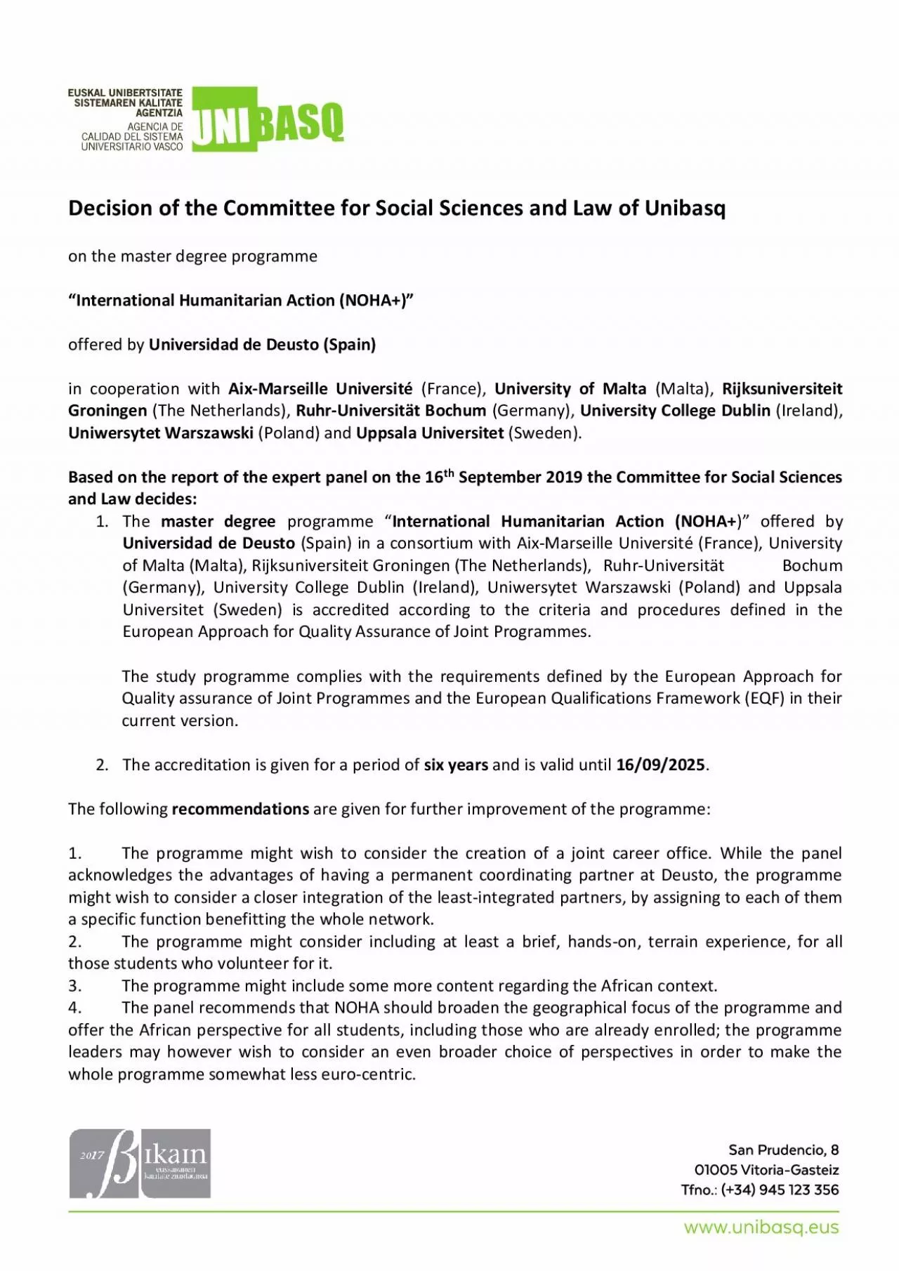 PDF-Decision of the Committee for Social Sciences and Law of Unibasq ...