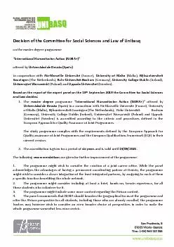 Decision of the Committee for Social Sciences and Law of Unibasq
...