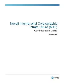 Novell International CryptographicInfrastructure (NICI)Administration