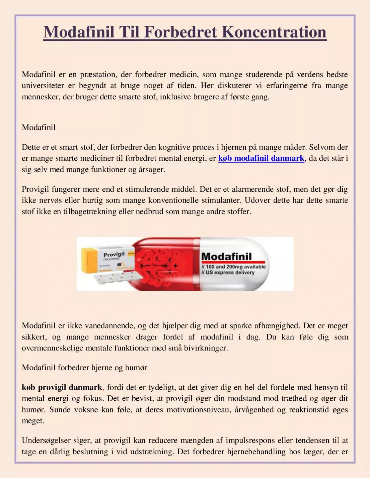 PDF-Modafinil til forbedret koncentration