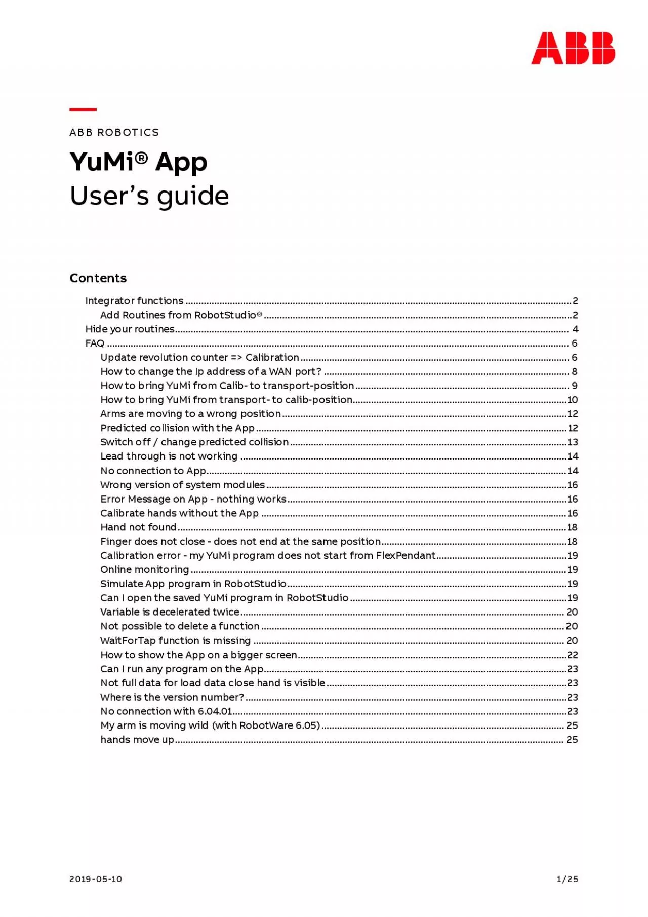 PDF-ABB ROBOTICS YuMiUser’sguideContentsIntegrator functions