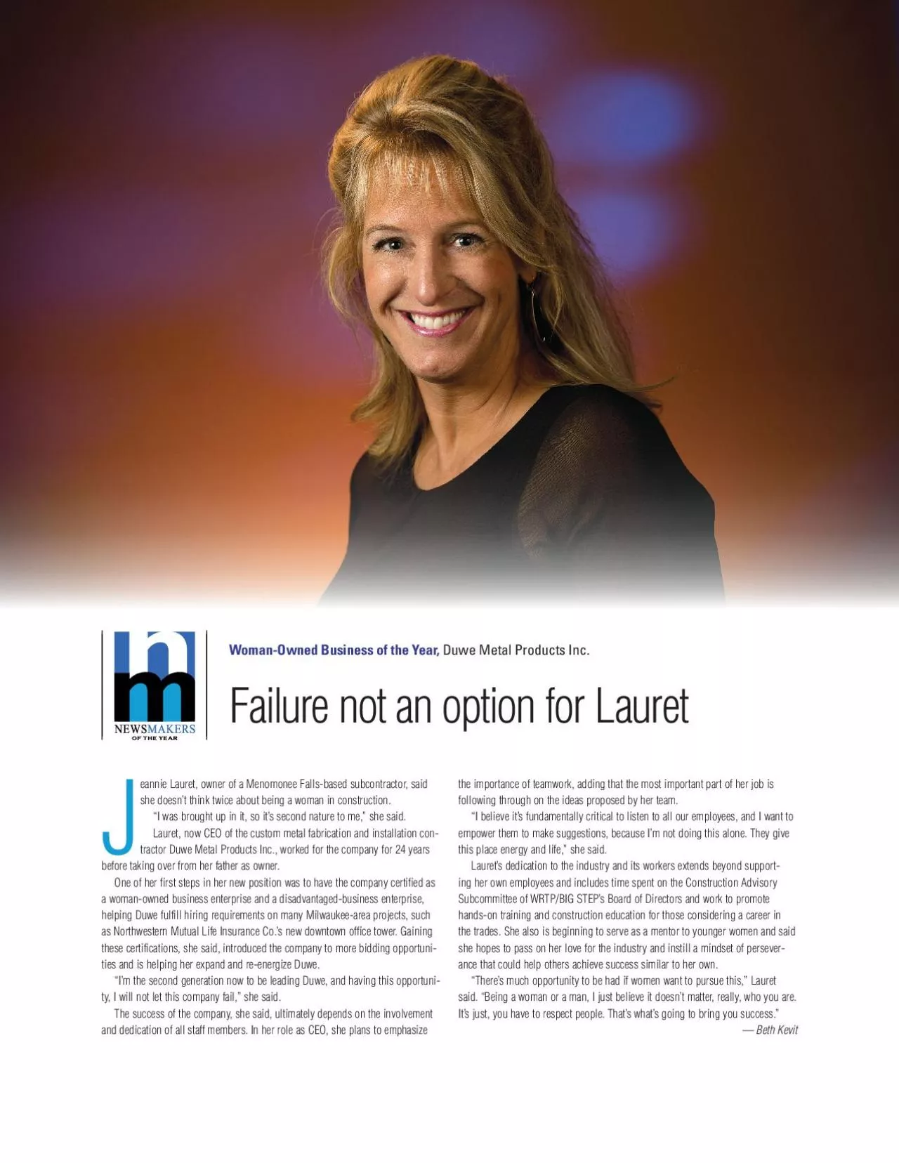 PDF-Failure not an option for Laureteannie Lauret, owner of a Menomonee Fa