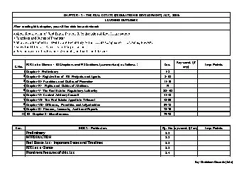 RERA at a Glance - 10 Chapters and 92 Sections (summarised) as follows