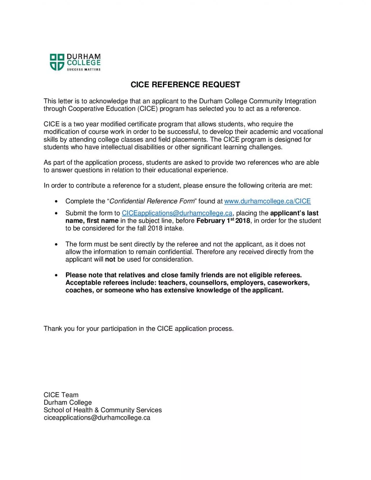 PDF-CICE REFERENCE REQUEST This letter is to acknowledge that an applicant