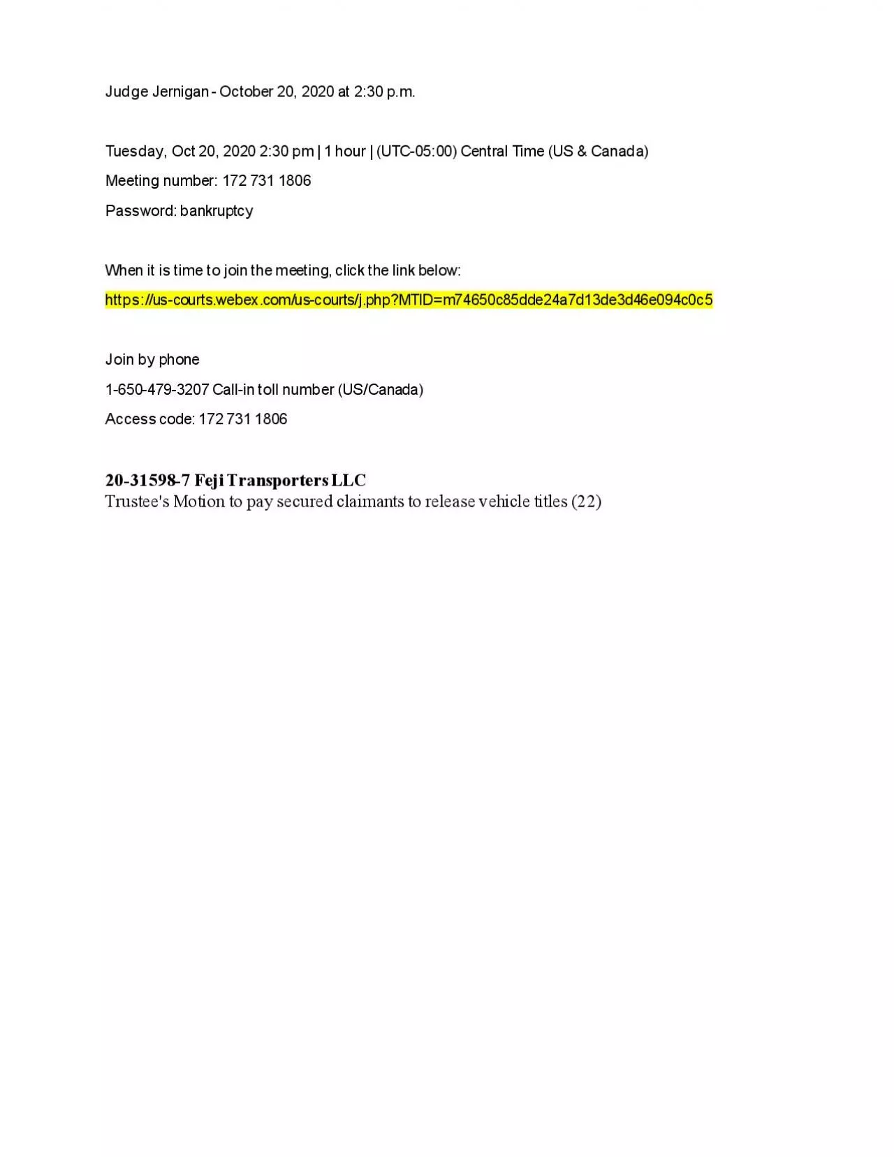 PDF-Judge Jernigan October 20, 2020 at 2:30 p.m.Tuesday, Oct 20, 2020 2:30