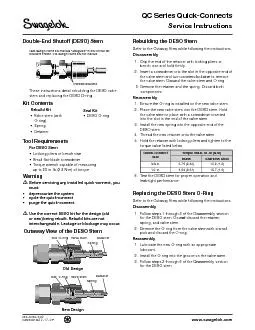 QC Series Quick-ConnectsService InstructionsTool Requirements For DESO