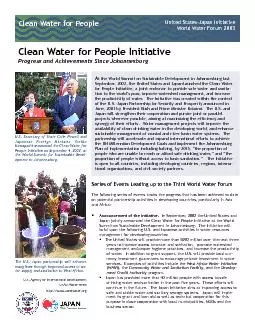 Clean Water for People InitiativeProgress and Achievements Since Johan