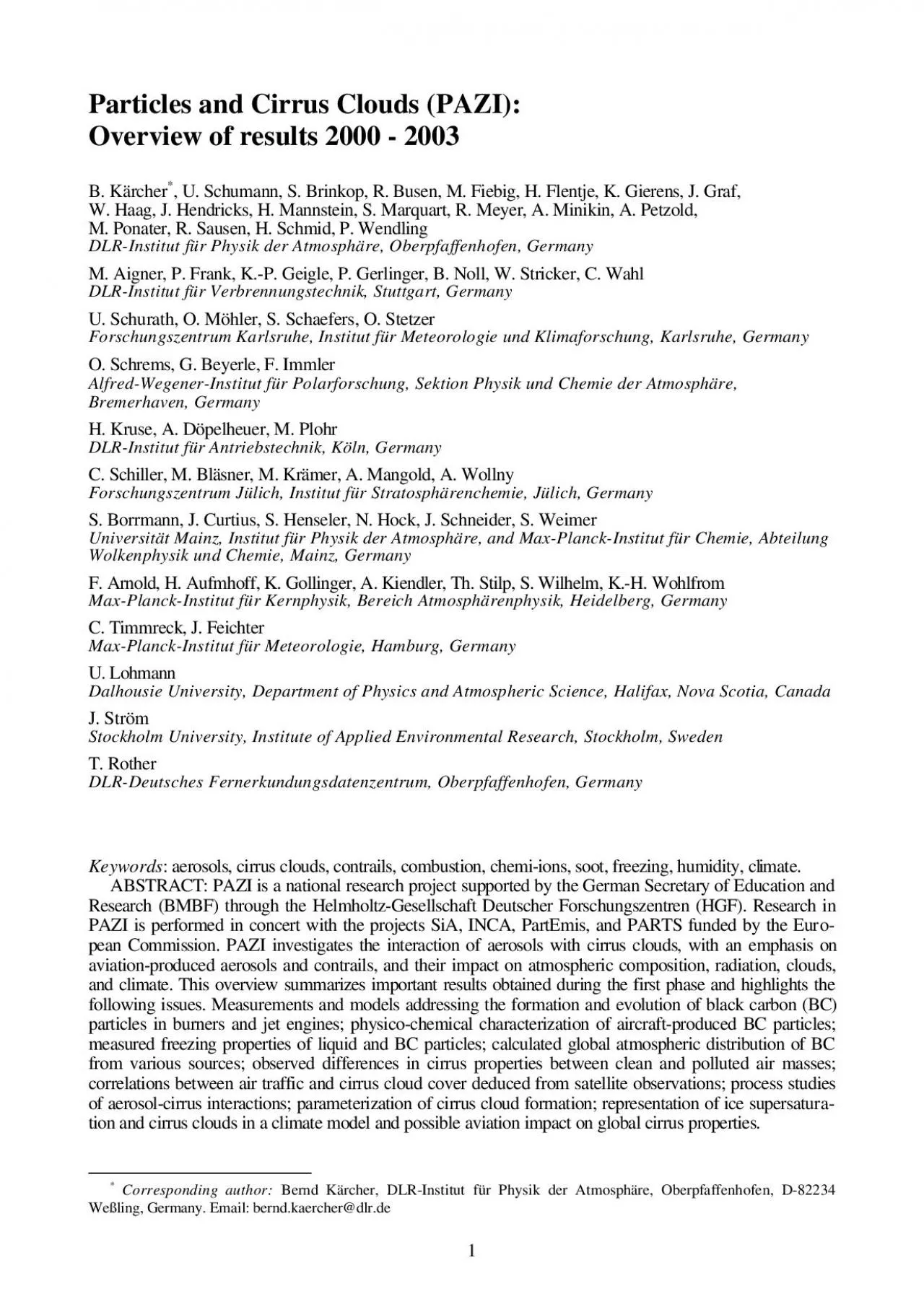 PDF-1Particles and Cirrus Clouds (PAZI): Overview of results 2000 - 2003B.