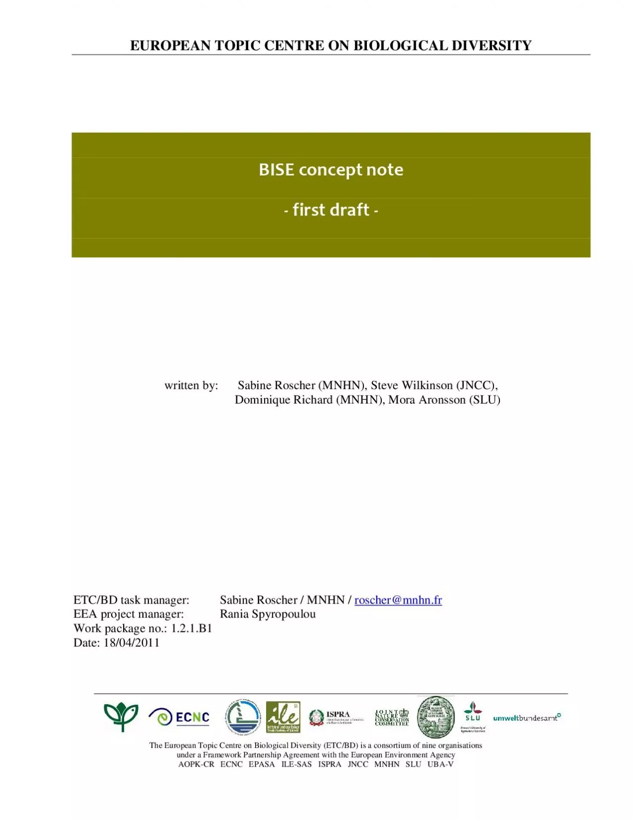 PDF-EUROPEAN TOPIC CENTRE ON BIOLOGICAL DIVERSITY