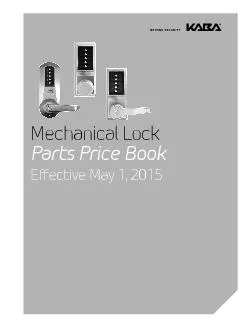 Mechanical LockParts Price BookEective May 1, 2015