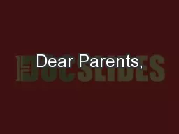 Dear Parents,