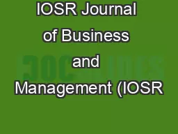 IOSR Journal of Business and Management (IOSR