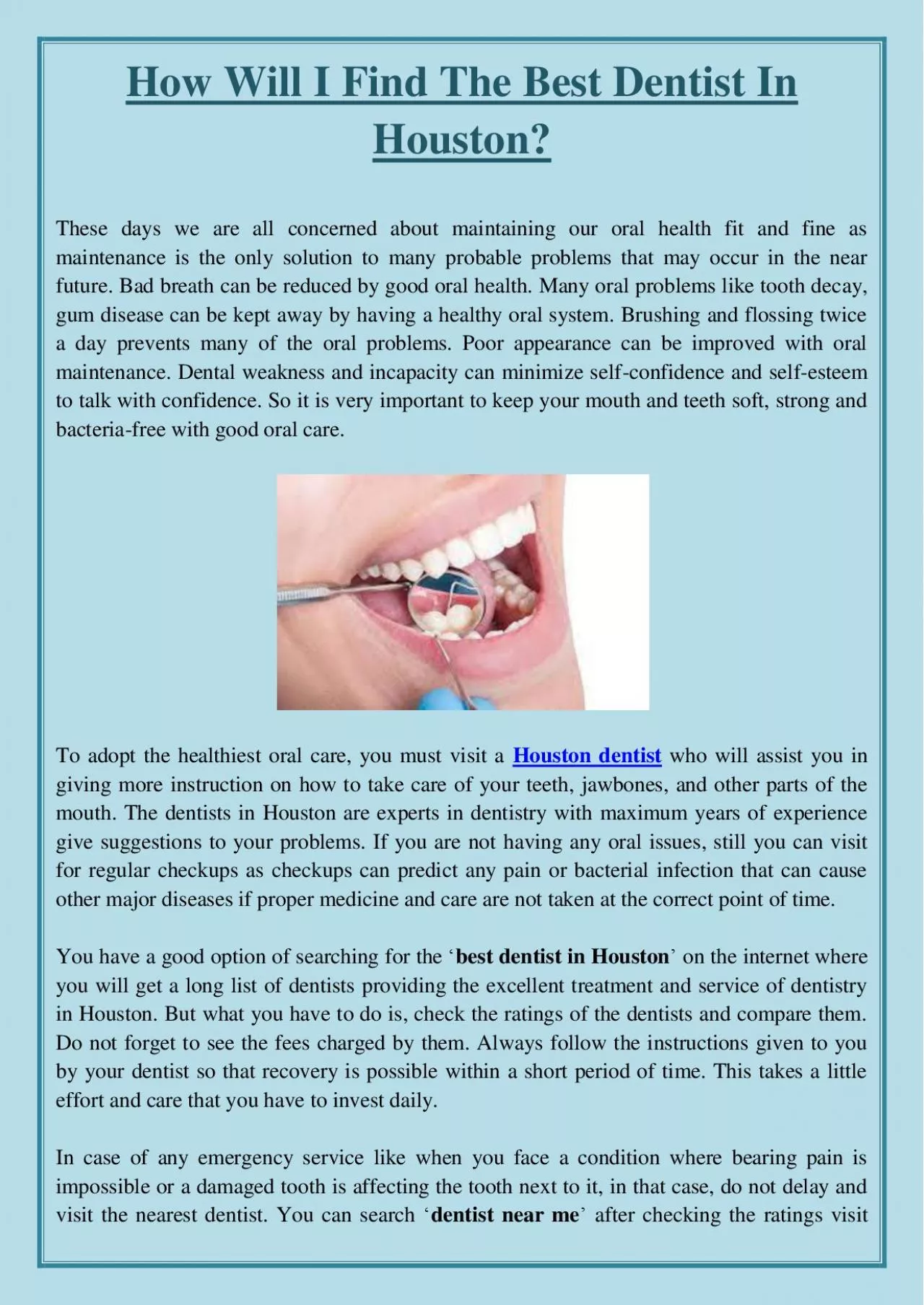 PDF-How Will I Find The Best Dentist In Houston?