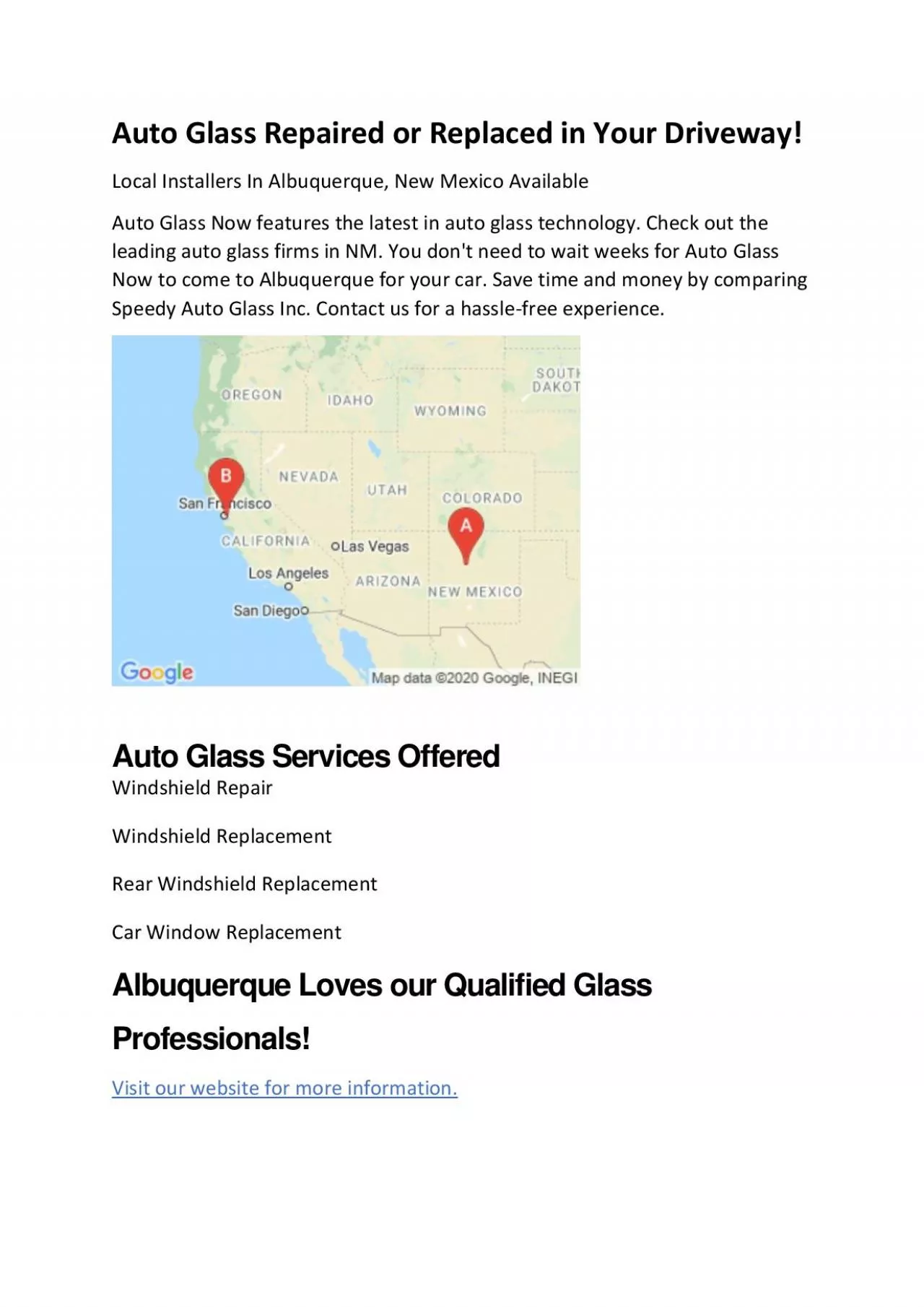 PDF-Auto Glass Repaired In Albuquerque, New Mexico