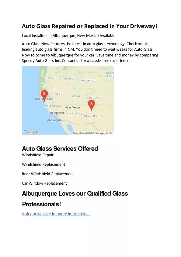 Auto Glass Repaired In Albuquerque, New Mexico