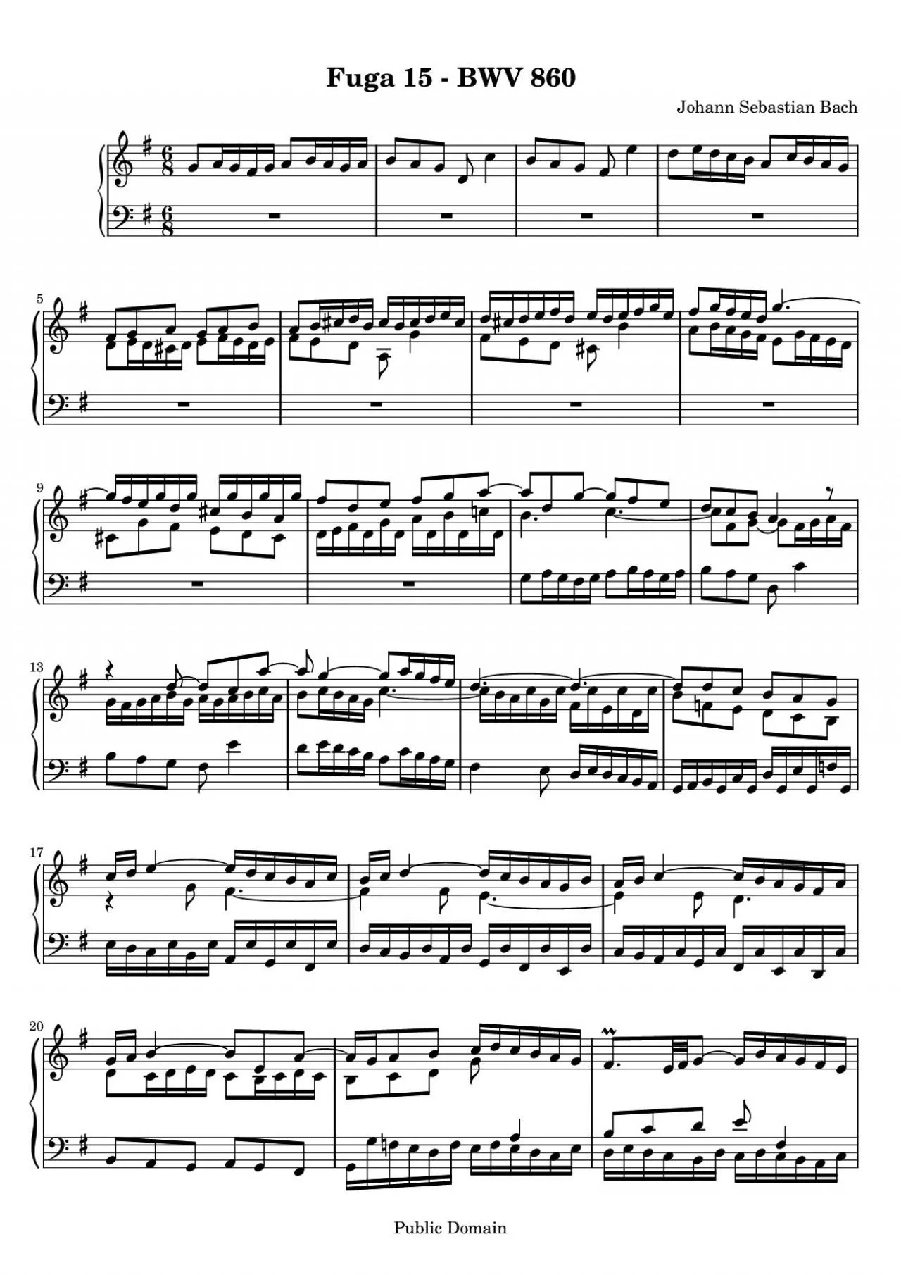 PDF-Johann Sebastian BachFuga 15 - BWV 860