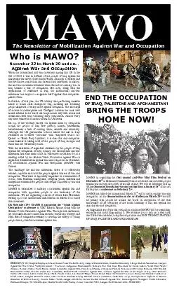 The Newsletter of Mobilization Against War and Occupation