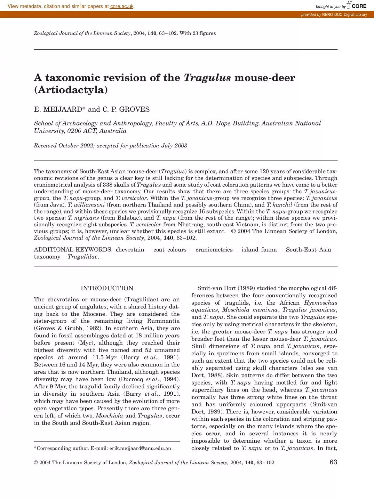 PDF-Groves (1989) considered the two to be sibling species.Based on this g