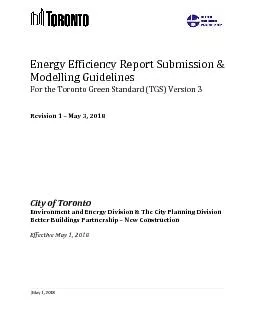Energy Efficiency Report Submission & Modeling GuidelinesFor the Toron
