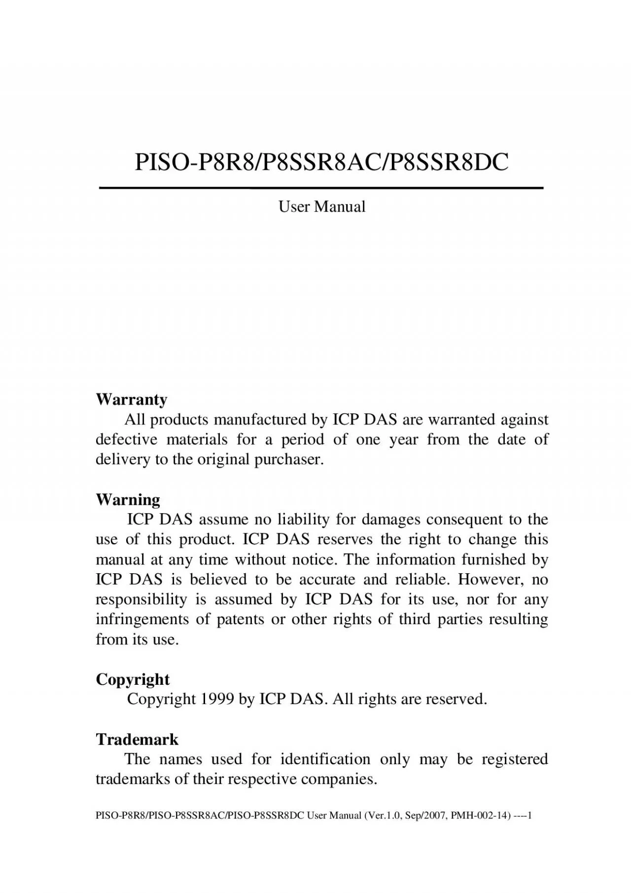 PDF-PISO-P8R8/PISO-P8SSR8AC/PISO-P8SSR8DC User Manual (Ver.1.0, Sep/2007,