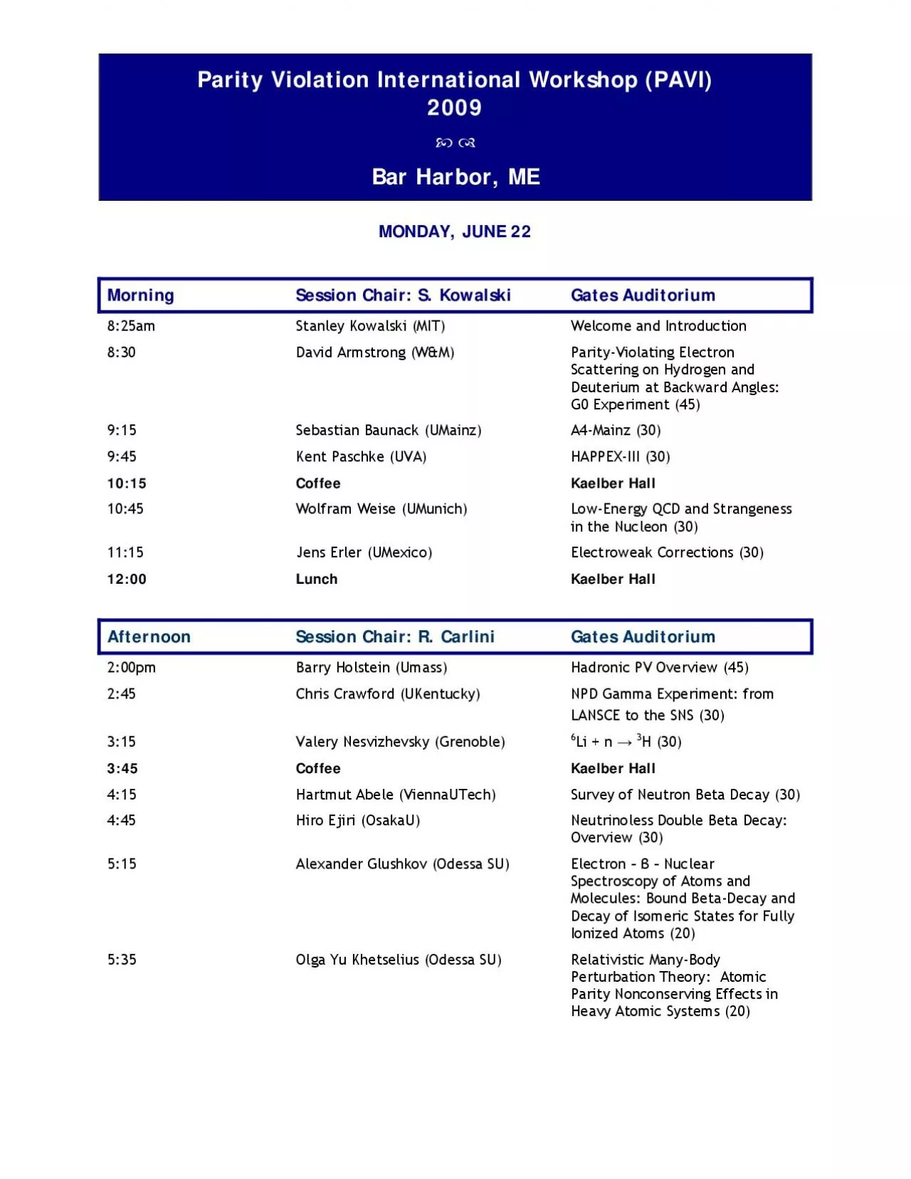 PDF-Parity Violation International Workshop (PAVI)