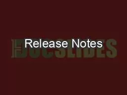 Release Notes