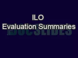 ILO Evaluation Summaries