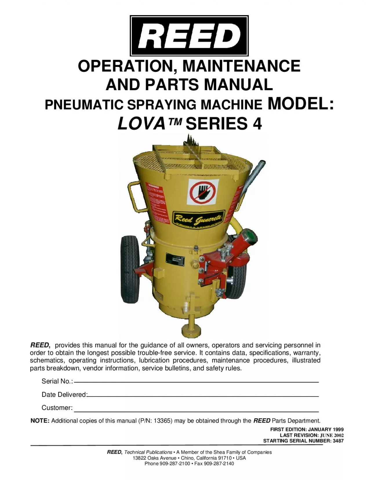 PDF-OPERATION, MAINTENANCE AND PARTS MANUAL SPRAYING MACHINE MODEL: SER