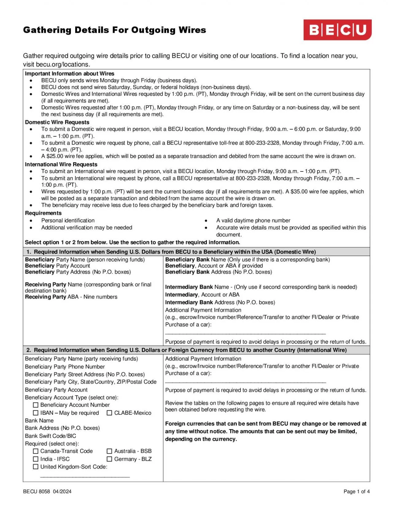 PDF-GATHERING DETAILS FOR OUTGOING WIRES