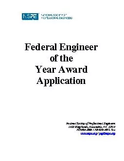Federal Engineerof theYear AwardApplication