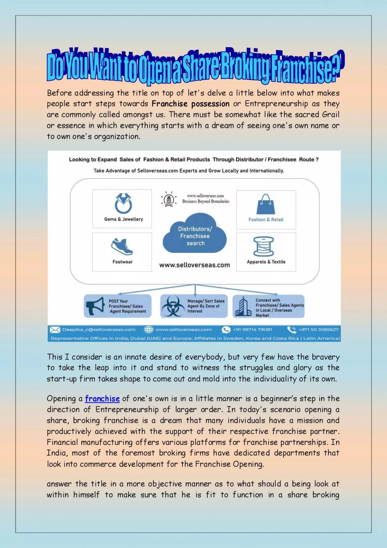 PDF-Do You Want to Open a Share Broking Franchise?