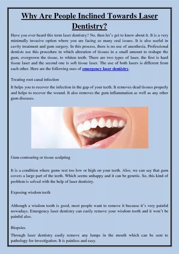 Why Are People Inclined Towards Laser Dentistry?