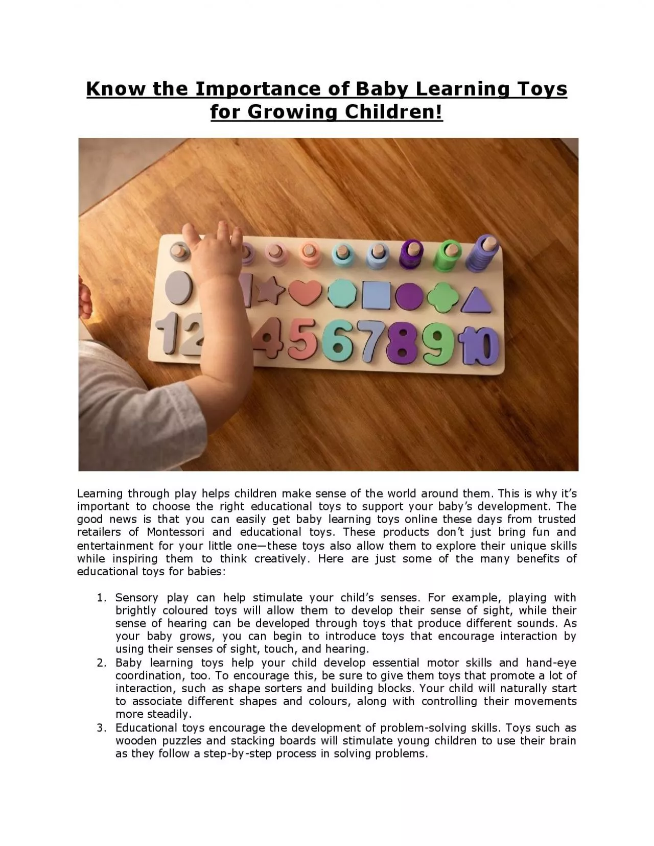 PDF-Know the Importance of Baby Learning Toys for Growing Children