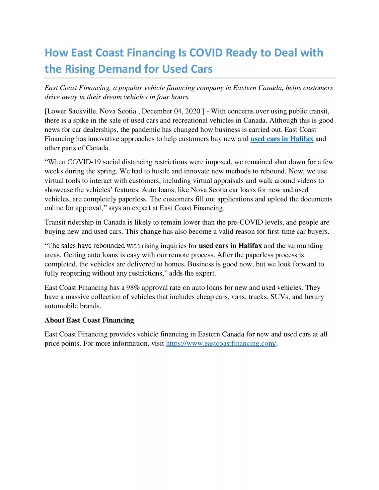 PDF-How East Coast Financing Is COVID Ready to Deal with the Rising Demand for Used Cars