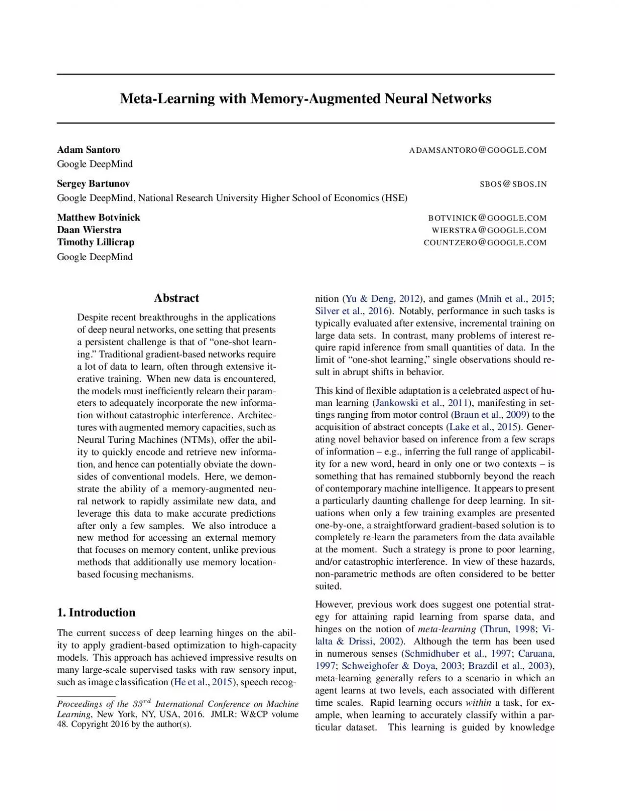 PDF-Meta-LearningwithMemory-AugmentedNeuralNetworks