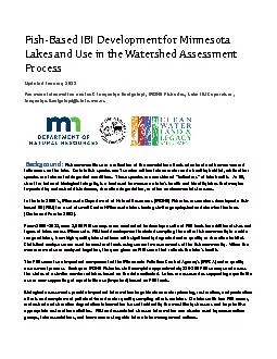 FishBased IBI Development for Minnesota LakesandUse in theWatershed As