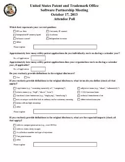United States Patent and Trademark Office Software Partnership Meeting