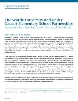 Gatzert Elementary School Partnership: CONTEXT AND PURPOSE Bailey Gatz