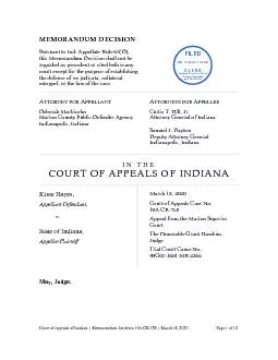 ��Court of Appeals of IndianaMemorandumDecisionMarch 18,