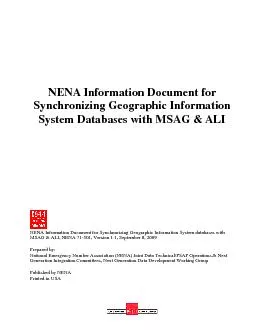 NENA Information Document for Synchronizing Geographic Information Sys