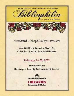 PDF-Annotated Bibliophilia, by Davu SeruAn exhibit from the Archie Givens