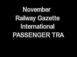 November  Railway Gazette International PASSENGER TRA