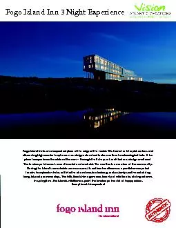 PDF-Fogo Island Inn is an unexpected place at the edge of the world. This