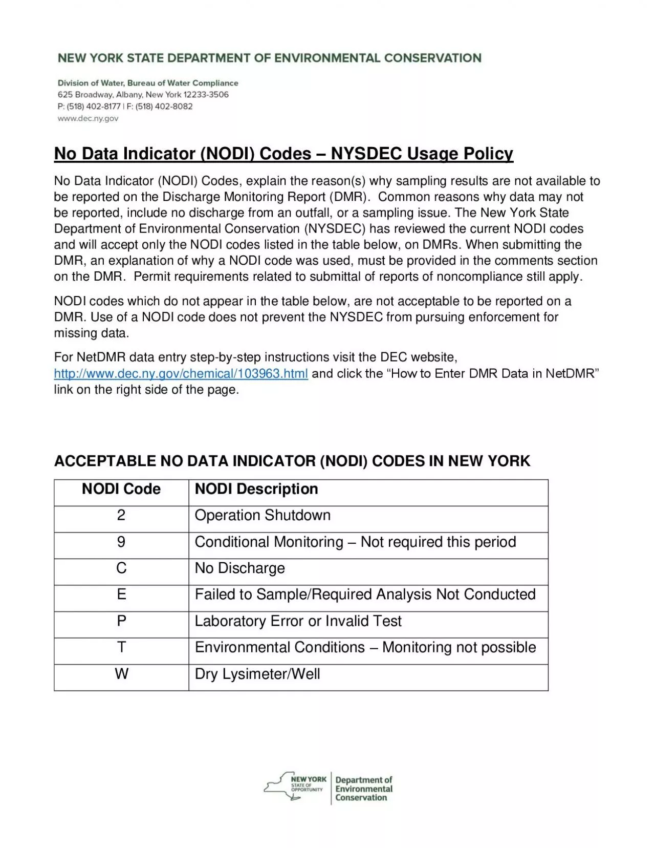 PDF-No Data Indicator (NODI) Codes