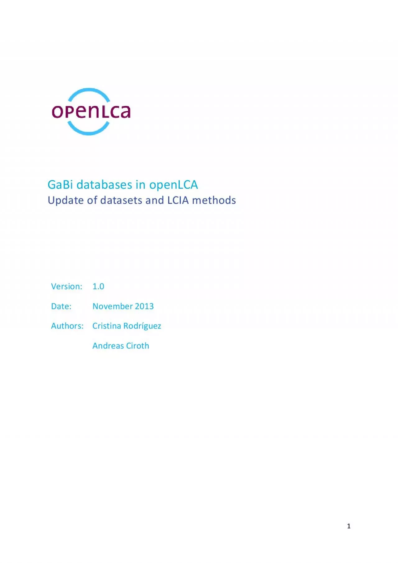 PDF-GaBi databases in openLCA