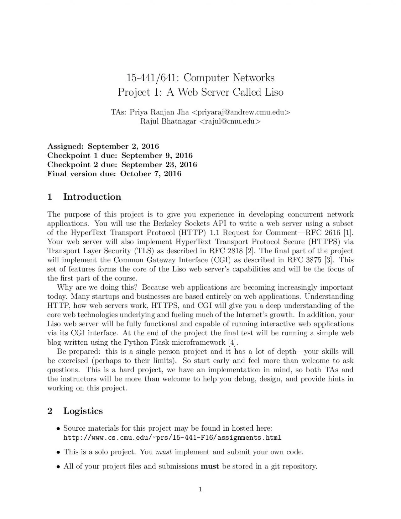 PDF-15-441/641:ComputerNetworksProject1:AWebServerCalledLisoTAs:PriyaRanja