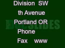 Air Quality Division  SW  th Avenue Portland OR  Phone       Fax    www