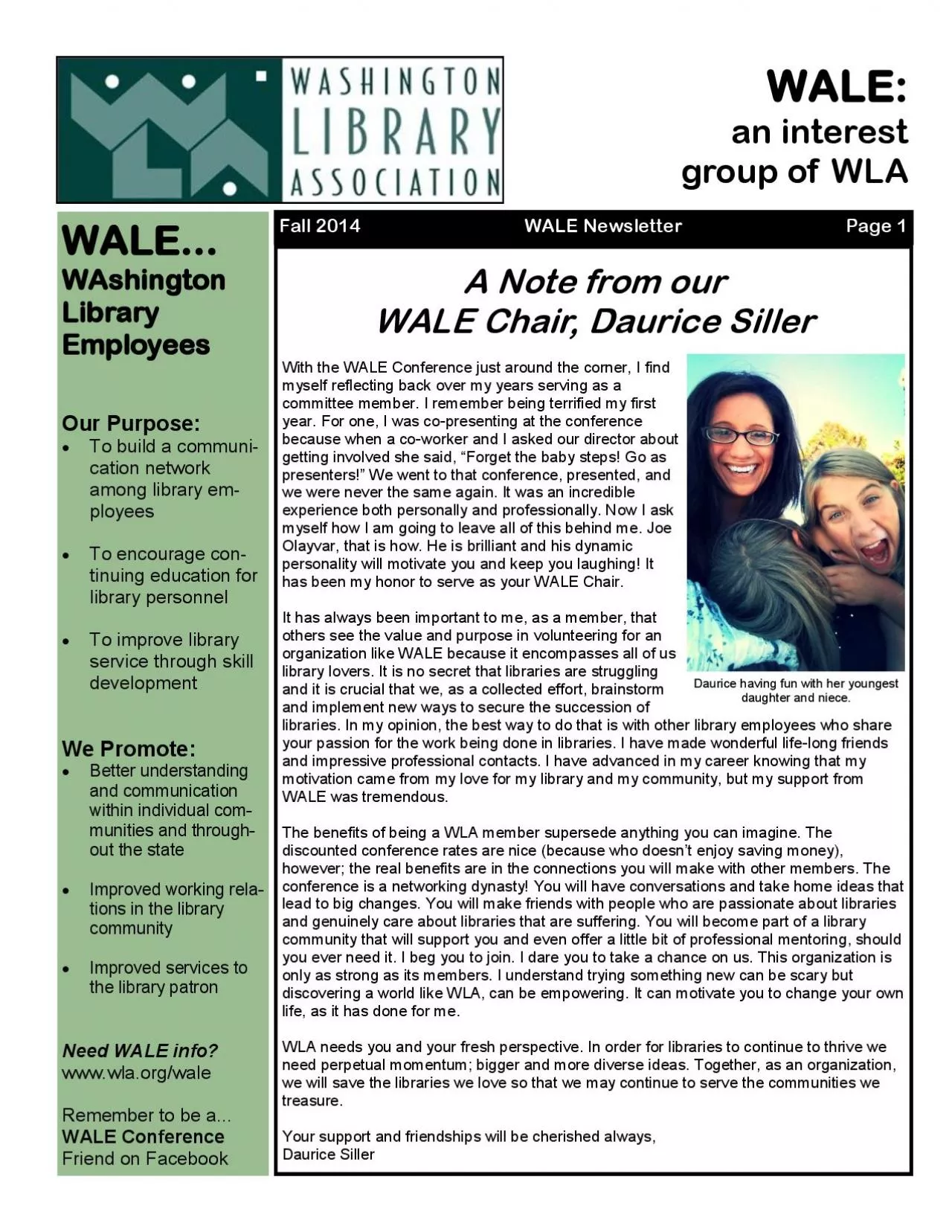 PDF-With the WALE Conference just around the corner, I find