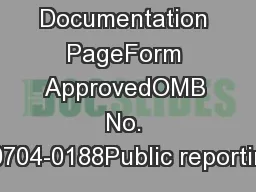 Report Documentation PageForm ApprovedOMB No. 0704-0188Public reportin